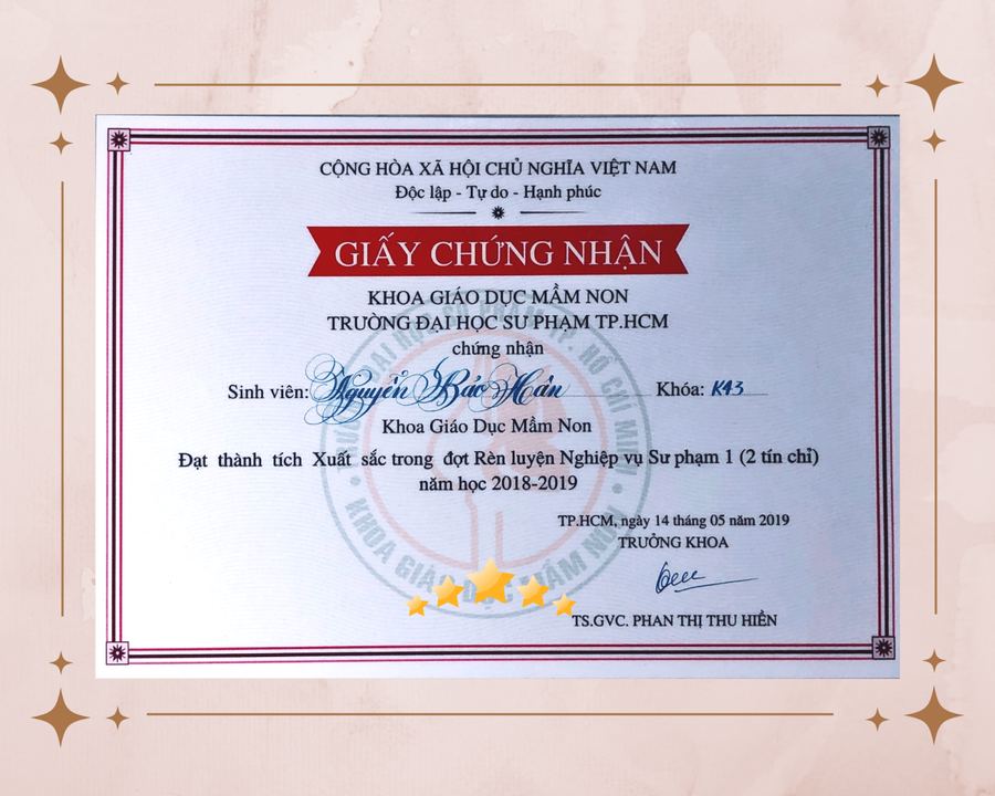 Giấy chứng nhận Rèn luyện Nghiệp vụ Sư phạm